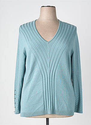 Pull col v manches longues bleu MARBLE femme