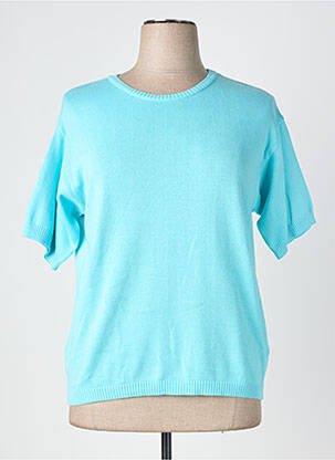 Pull coupe droite manches courtes bleu SIGNE NATURE femme