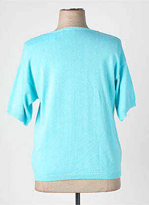 Pull coupe droite manches courtes bleu SIGNE NATURE femme