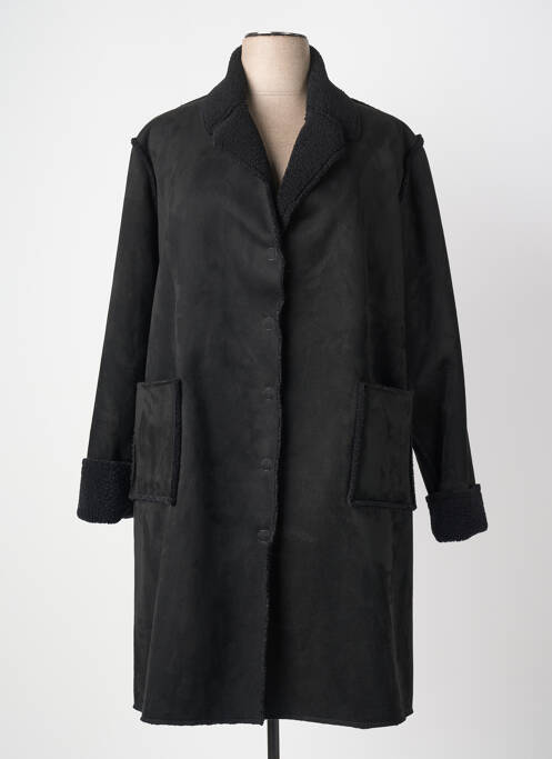Manteau long coupe droite sans capuche noir SIGNE NATURE femme