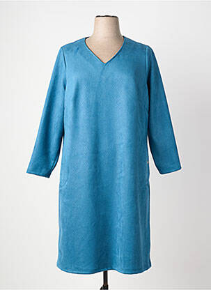 Robe mi-longue manches 3/4 manches 3/4 bleu FRANCE RIVOIRE femme