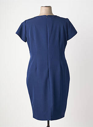 Robe mi-longue fermeture zippée au dos manches courtes bleu ESTEL COLLECTION femme