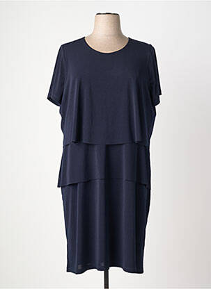 Robe mi-longue coupe fluide manches courtes bleu GREGORY PAT femme