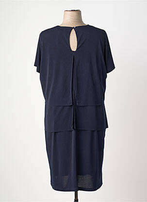 Robe mi-longue coupe fluide manches courtes bleu GREGORY PAT femme