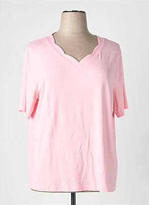 T-shirt col v manches courtes rose FRANK WALDER femme