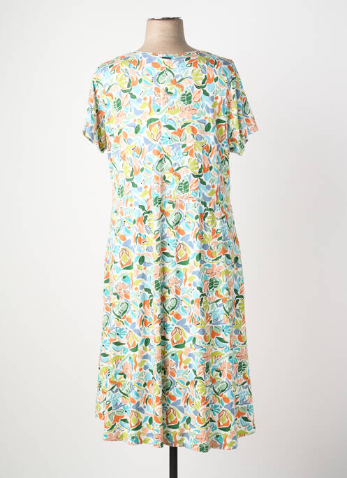 Robe mi-longue imprimé fleurs manches courtes vert AGATHE & LOUISE femme