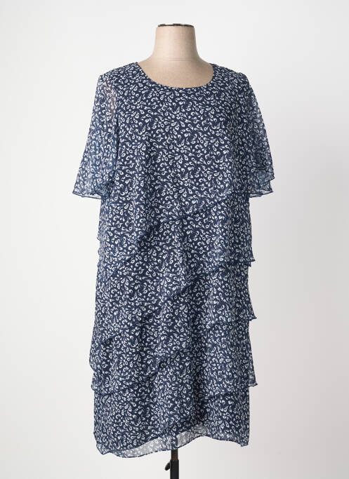 Robe mi-longue coupe fluide manches 3/4 bleu GREGORY PAT femme