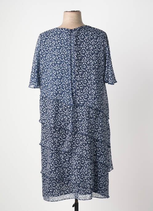 Robe mi-longue coupe fluide manches 3/4 bleu GREGORY PAT femme