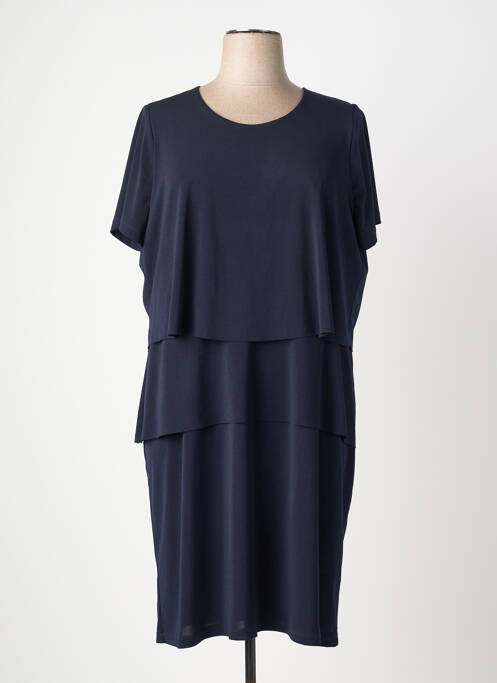 Robe mi-longue coupe fluide manches courtes bleu GREGORY PAT femme