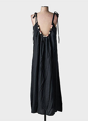 Robe longue coupe évasée fines bretelles noir KILKY femme