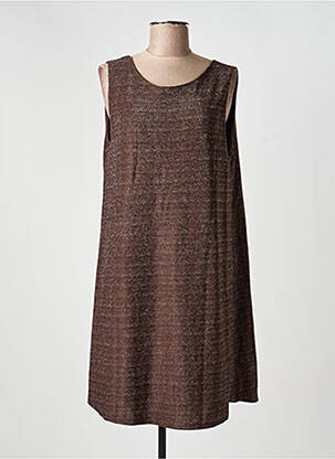 Robe mi-longue coupe fluide sans manche marron GRACE & MILA femme