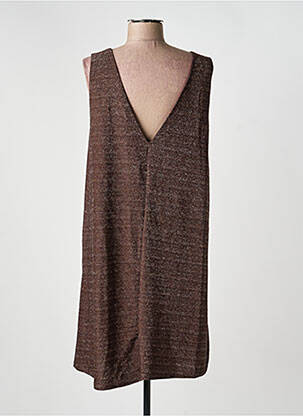 Robe mi-longue coupe fluide sans manche marron GRACE & MILA femme