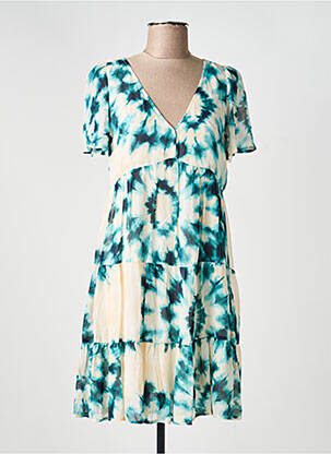 Robe courte coupe évasée manches courtes vert GRACE & MILA femme