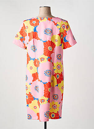 Robe mi-longue imprimé fantaisie manches courtes rose HIPPOCAMPE femme
