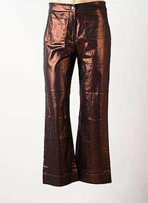 Pantalon flare stretch taille haute marron JUBYLEE femme