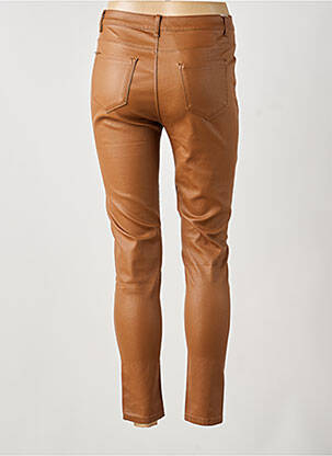 Pantalon slim tissage enduit taille haute marron SARAH JOHN femme