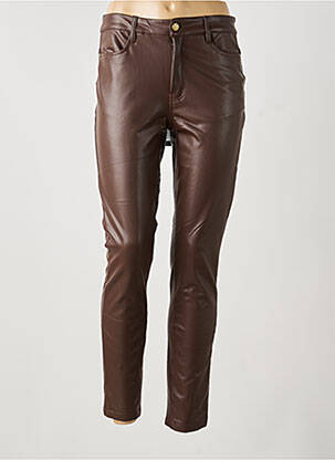Pantalon slim poches taille haute marron TOXIK3 femme