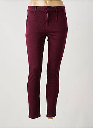 Pantalon chino fermeture zippée sous rabat boutonné taille normale rouge TOXIK3 femme