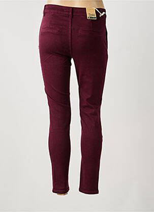 Pantalon chino fermeture zippée sous rabat boutonné taille normale rouge TOXIK3 femme