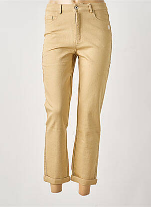 Jeans coupe slim stretch taille haute beige MUSY MUSE femme