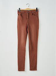 Jeans coupe slim stretch taille haute marron TOXIK3 femme