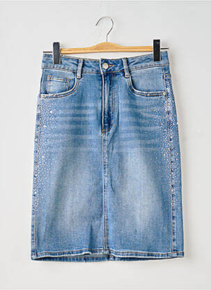 Jupe mi-longue stretch bleu TOXIK3 femme