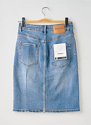 Jupe mi-longue coupe droite bleu TOXIK3 femme