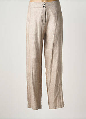 Pantalon droit fermeture zippée sous rabat boutonné taille normale marron QUATTRO femme