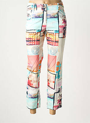 Pantalon 7/8 tissage popeline bleu QUATTRO femme