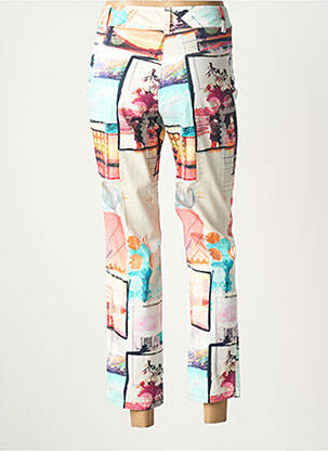 Pantalon 7/8 tissage popeline bleu QUATTRO femme