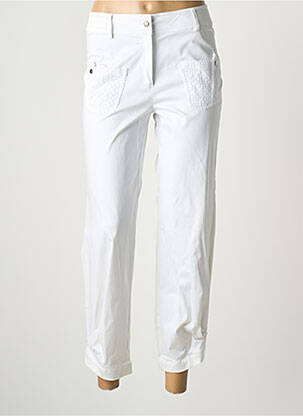 Pantalon 7/8 tissage popeline taille normale blanc QUATTRO femme