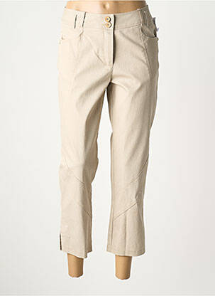 Pantalon 7/8 tissage popeline taille normale beige QUATTRO femme