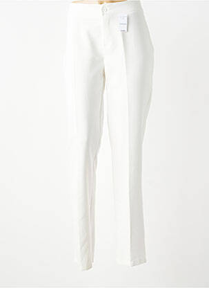 Pantalon droit fermeture zippée sous rabat boutonné blanc QUATTRO femme