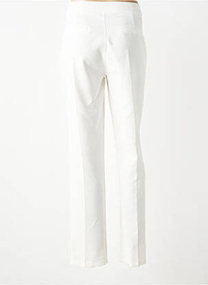 Pantalon droit fermeture zippée sous rabat boutonné blanc QUATTRO femme