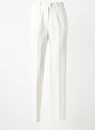 Pantalon droit fermeture zippée sous rabat boutonné blanc QUATTRO femme