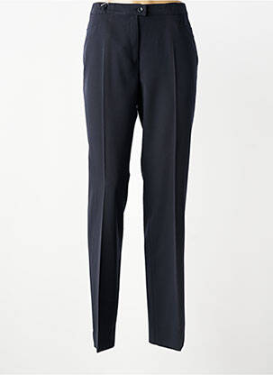 Pantalon droit fermeture zippée sous rabat boutonné bleu QUATTRO femme