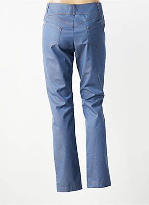 Pantalon droit fermeture zippée sous rabat boutonné bleu QUATTRO femme