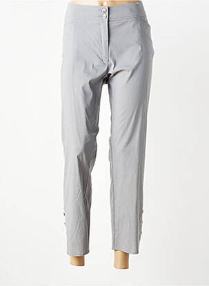 Pantalon 7/8 fermeture zippée sous rabat boutonné gris QUATTRO femme