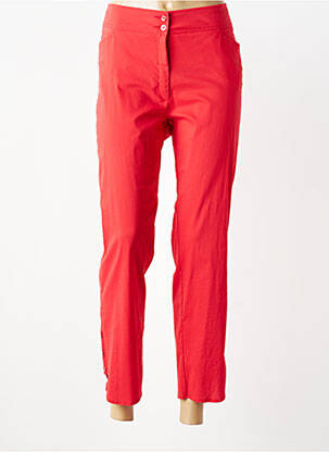 Pantalon 7/8 fermeture zippée sous rabat boutonné rouge QUATTRO femme