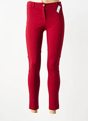 Pantalon 7/8 fermeture zippée sous rabat boutonné rouge QUATTRO femme