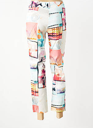 Pantalon 7/8 fermeture zippée sous rabat boutonné blanc QUATTRO femme
