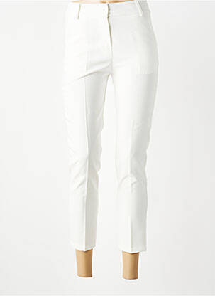 Pantalon 7/8 fermeture zippée sous rabat boutonné blanc QUATTRO femme