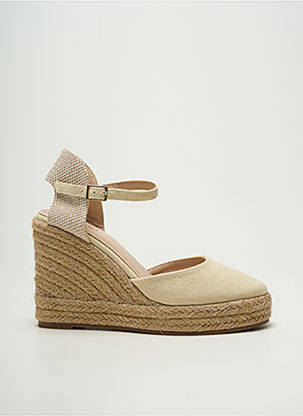 Espadrilles bout rond talon haut de 10cm et plus beige MOOW femme