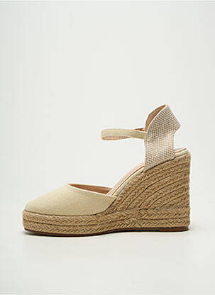 Espadrilles bout rond talon haut de 10cm et plus beige MOOW femme