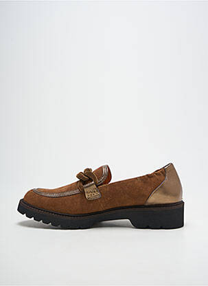 Mocassins tissage satiné talon plat jusqu'à 3cm marron FUGITIVE BY FRANCESCO ROSSI femme