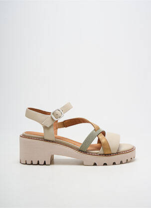 Sandales/nu pieds tissage satiné talon de 4 à 6cm beige FUGITIVE BY FRANCESCO ROSSI femme