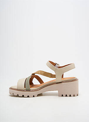 Sandales/nu pieds tissage satiné talon de 4 à 6cm beige FUGITIVE BY FRANCESCO ROSSI femme