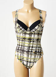 Maillot de bain 1 pièce imprimé fantaisie haut soutien-gorge balconnet vert ROSE POMME femme