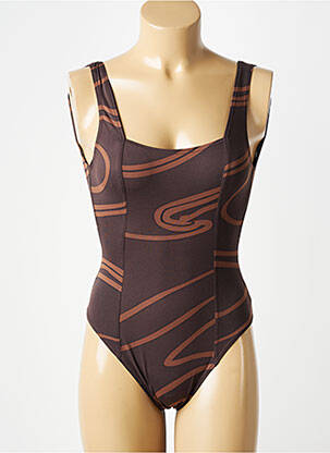 Maillot de bain 1 pièce imprimé fantaisie brassieres marron ROSE POMME femme
