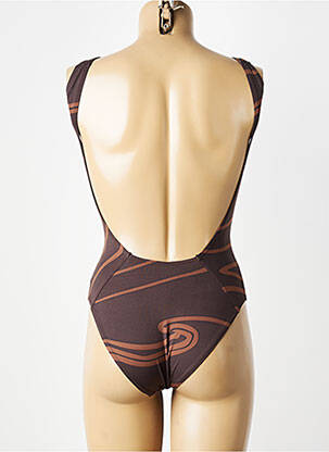 Maillot de bain 1 pièce imprimé fantaisie brassieres marron ROSE POMME femme